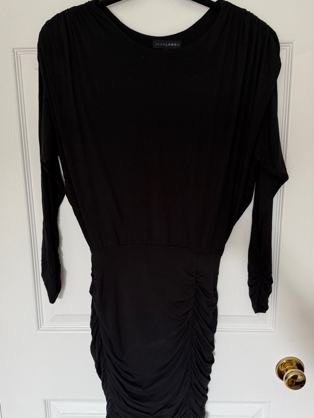JLUXLABEL Black Long-Sleeve Ruched Dress